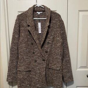 Chico’s Tweed Double-Breasted Blazer.
